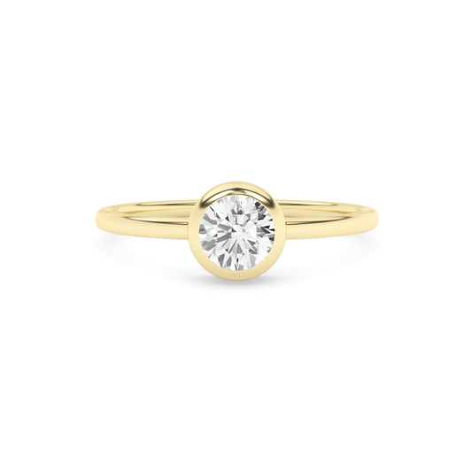 14K Solid Gold 0.40 Carat Lab Grown Diamond Round Solitaire Engagement Ring