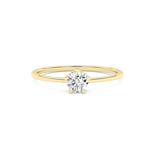 14K Solid Gold 0.20 Carat Lab Grown Diamond Round Solitaire Engagement Ring