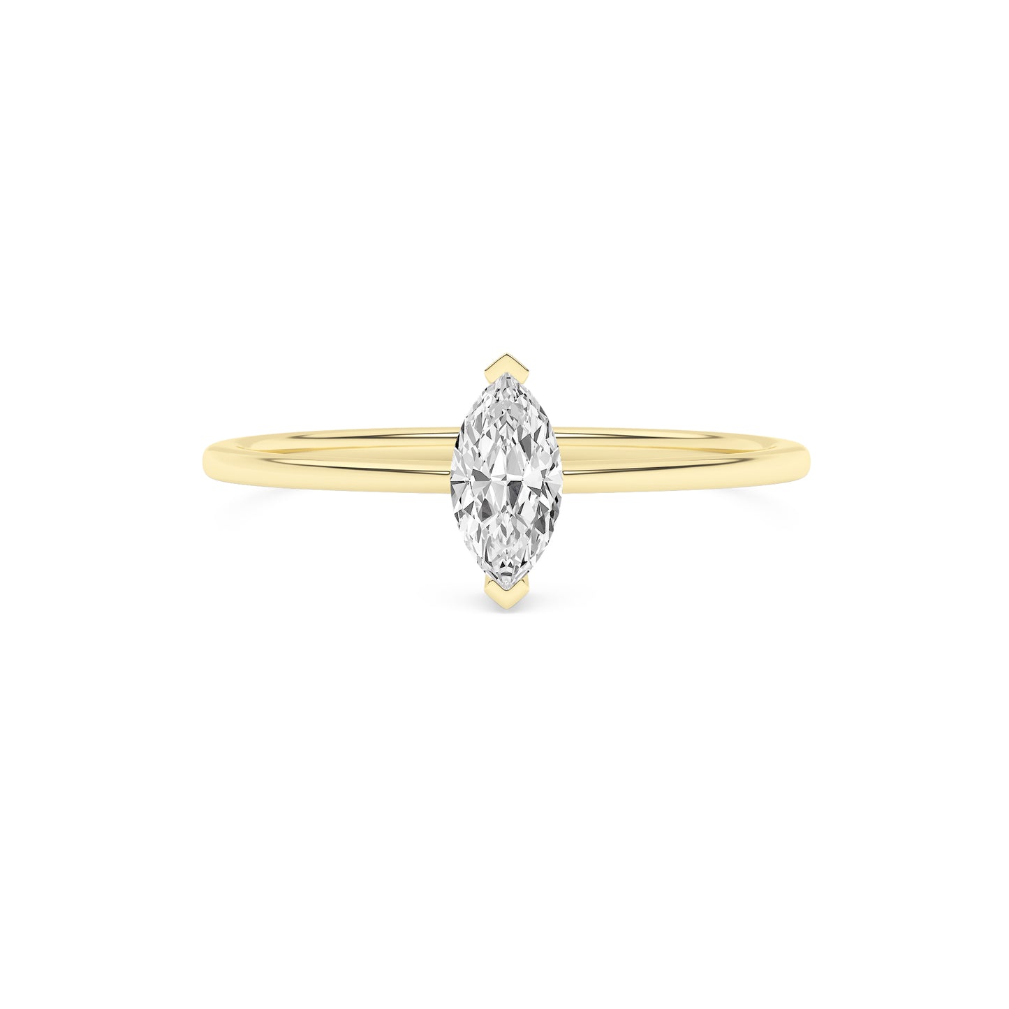 14K Solid Gold 0.15 Carat Lab Grown Diamond Marquise Solitaire Engagement Ring