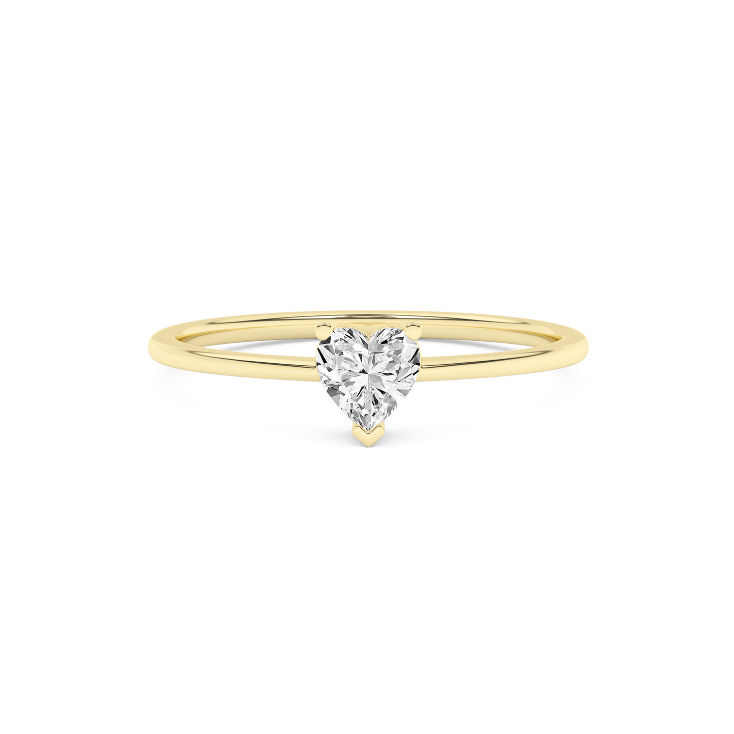 14K Solid Gold 0.20 Carat Lab Grown Diamond Heart Solitaire Engagement Ring