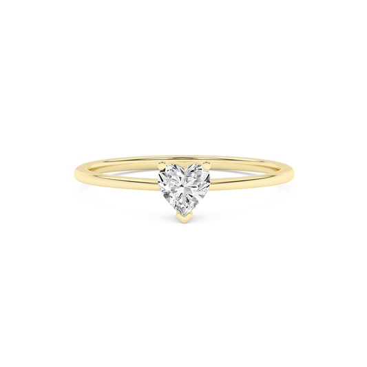 14K Solid Gold 0.20 Carat Lab Grown Diamond Heart Solitaire Engagement Ring