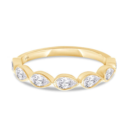 14K Solid Gold 0.71 Carat IGI Certified Lab Grown Diamond Pear Wedding Band