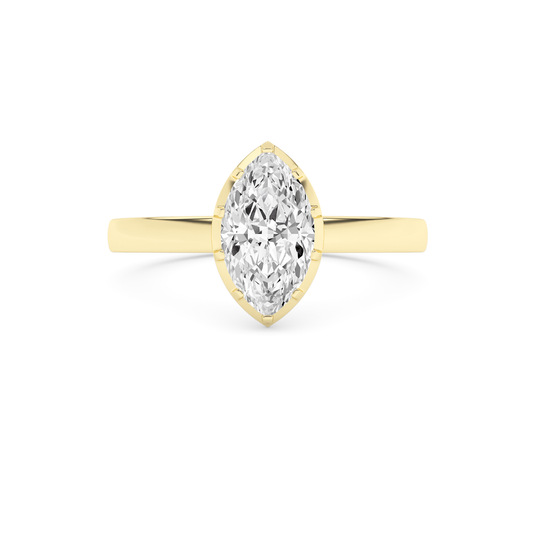 14K Solid Gold 0.85 Carat Lab Grown Diamond Marquise Solitaire Engagement Ring