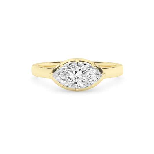 14K Solid Gold 0.90 Carat Lab Grown Diamond Marquise Solitaire Engagement Ring