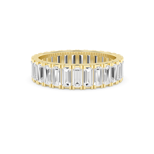 14K Solid Gold 3.00 Carat Lab Grown Diamond Emerald Eternity Wedding Band