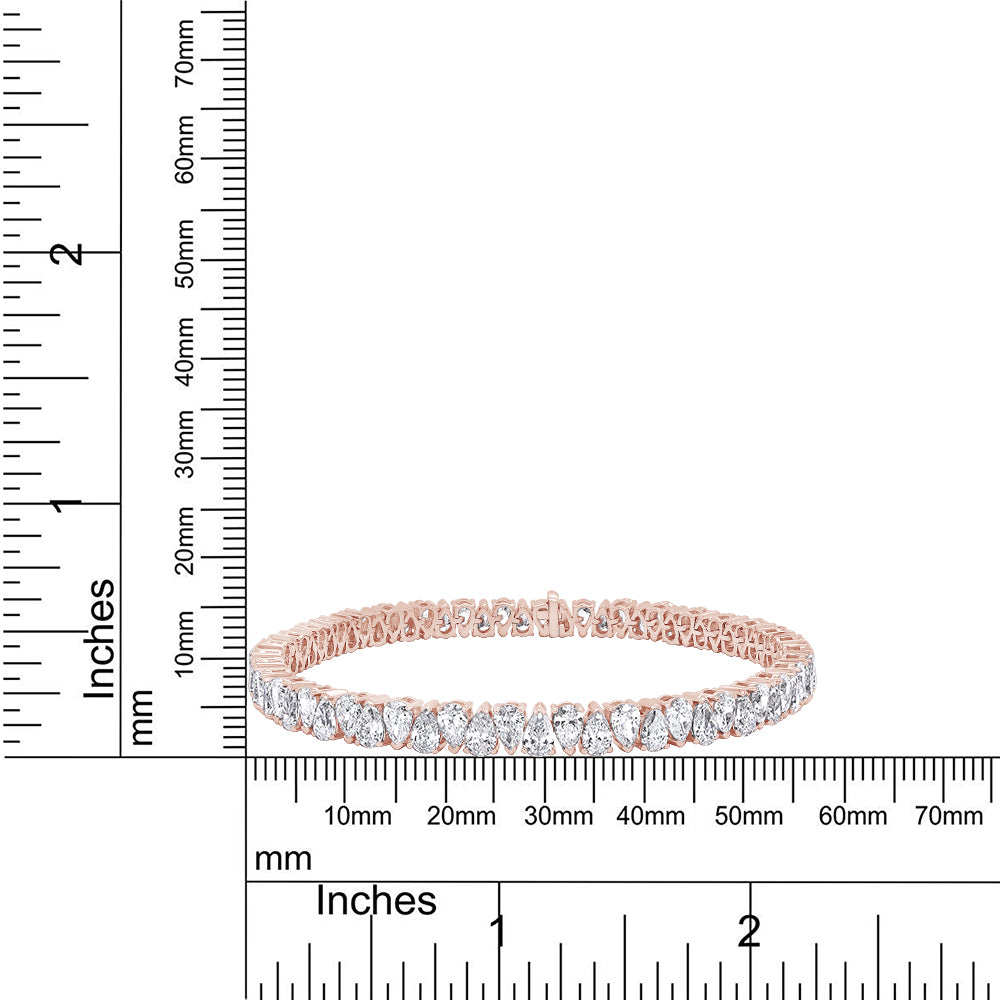 14k Solid Gold 7.08 Carat IGI Certified Lab Grown Diamond Pear Stretchable Tennis Bracelet
