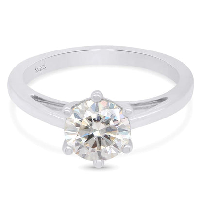 1 Carat 6.5MM Lab Created Moissanite Diamond Solitaire Engagement Ring In 925 Sterling Silver Jewelry