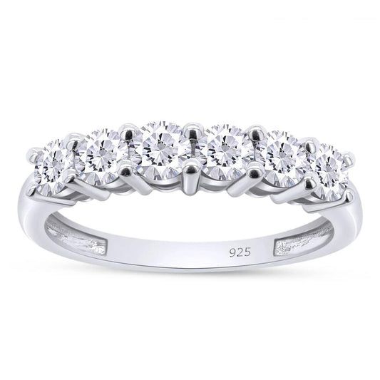 0.60 Carat Lab Created Moissanite Diamond Half Eternity Stackable Wedding Band Ring In 925 Sterling Silver Jewelry