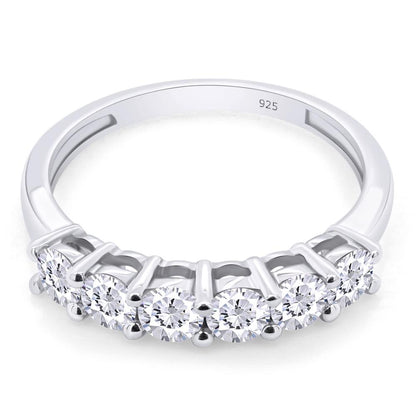 0.60 Carat Lab Created Moissanite Diamond Half Eternity Stackable Wedding Band Ring In 925 Sterling Silver Jewelry