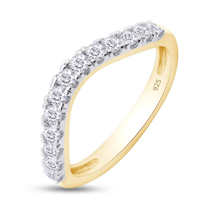 0.33 Carat Lab Created Moissanite Diamond Half Eternity Curved Wedding Band Ring In 925 Sterling Silver Jewelry