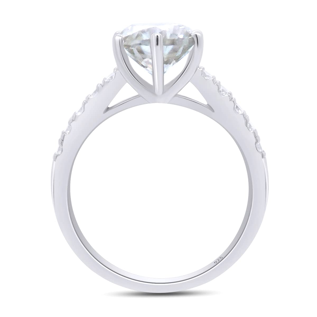 Center 8MM Lab Created Moissanite Diamond Eternity Solitaire Engagement Ring In 925 Sterling Silver Jewelry (2.00 Cttw)