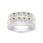 2 1/2 Carat Lab Created Moissanite Diamond Double Row Men's Two Tone Wedding Band Ring In 925 Sterling Silver Jewelry