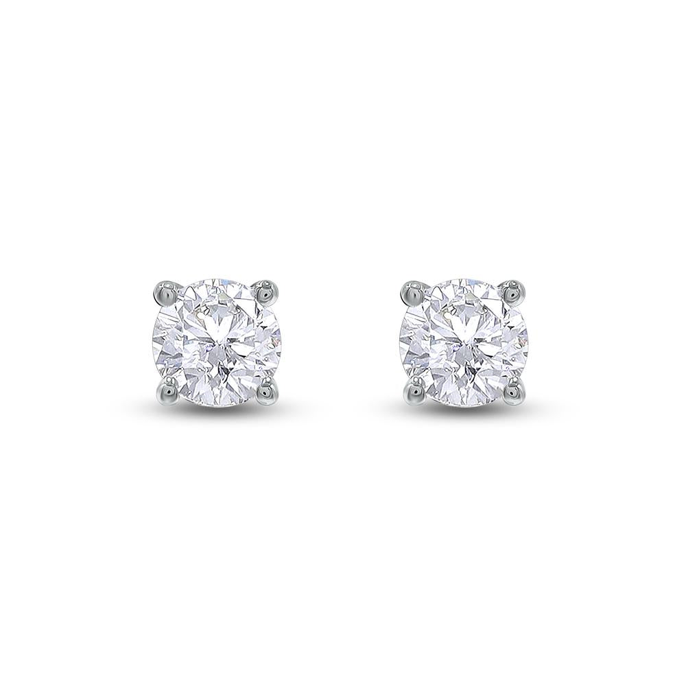 1.00 Cttw Round Shape Lab Grown Diamond Push Back Solitaire Stud Earrings In 14K Solid Gold Jewelry