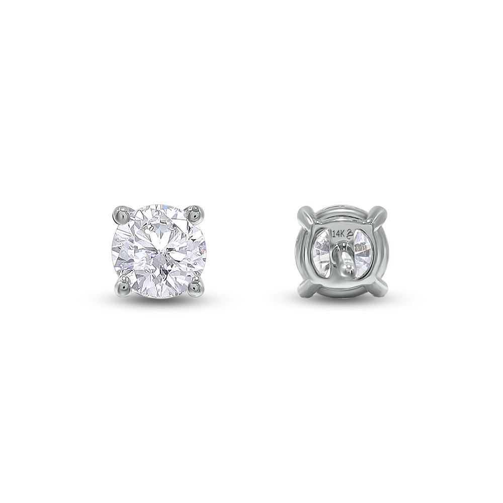 1.00 Cttw Round Shape Lab Grown Diamond Push Back Solitaire Stud Earrings In 14K Solid Gold Jewelry