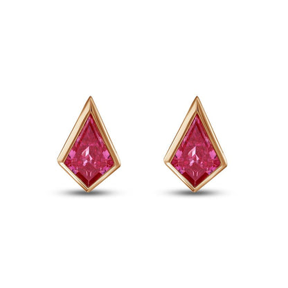 1.04 Cttw Kite Shape Pink Lab Grown Diamond Solitaire Stud Earrings In 14K Solid Gold Jewelry