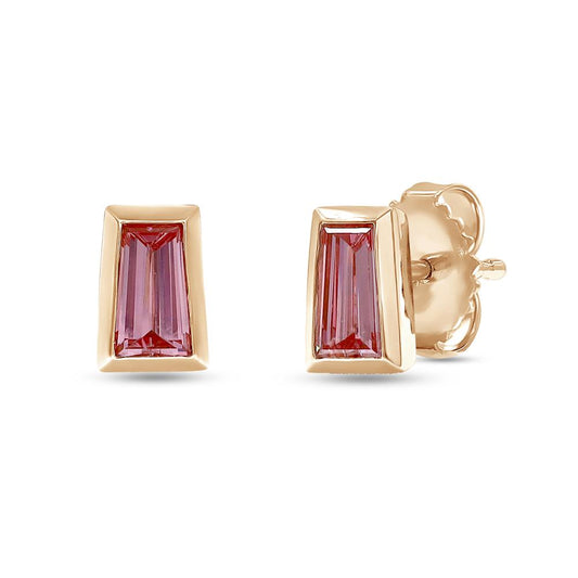 0.64 Cttw Baguette Shape Pink Lab Grown Diamond Solitaire Stud Earrings In 14K Solid Gold Jewelry
