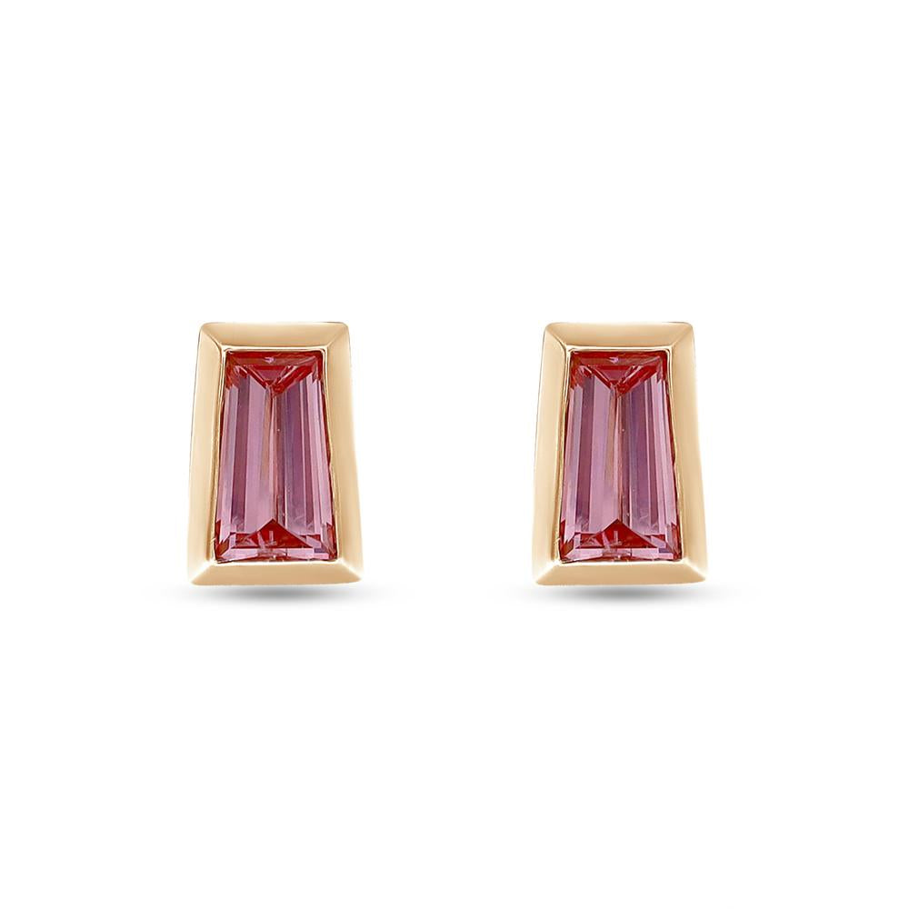 0.64 Cttw Baguette Shape Pink Lab Grown Diamond Solitaire Stud Earrings In 14K Solid Gold Jewelry