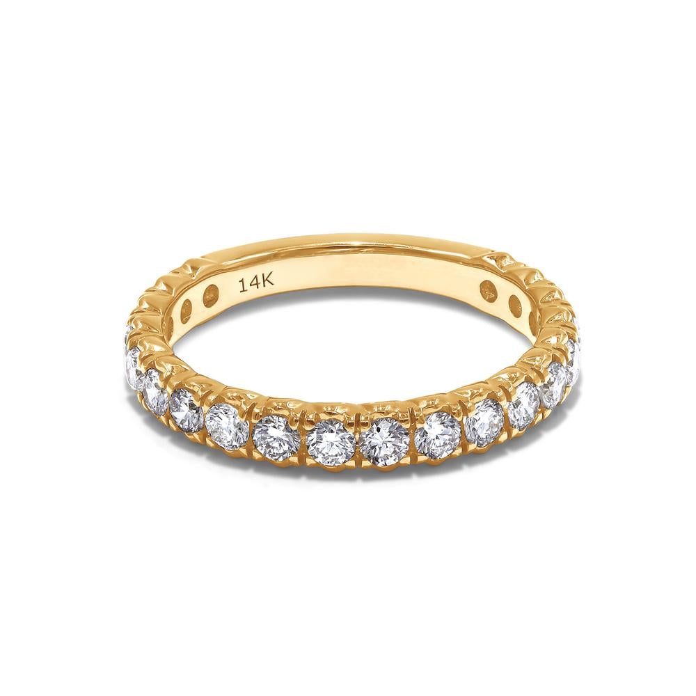 0.85 Carat Round Cut Lab Grown Diamond Eternity Engagement Wedding Band In 14K Solid Gold Jewelry
