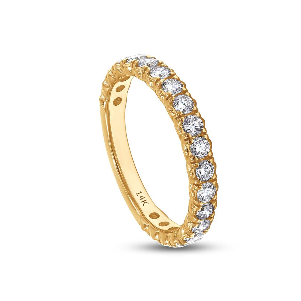 0.85 Carat Round Cut Lab Grown Diamond Eternity Engagement Wedding Band In 14K Solid Gold Jewelry
