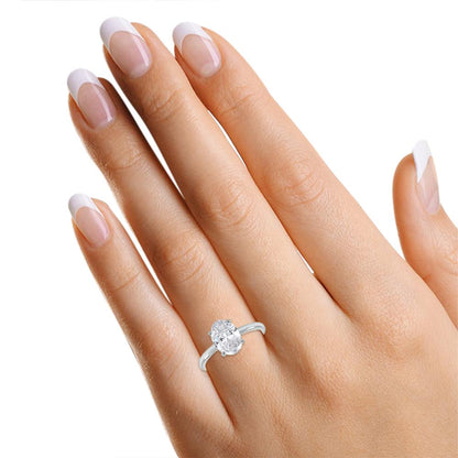 2 Carat Oval Shape Lab Grown Diamond Solitaire Ring In 14K Solid Gold Jewelry