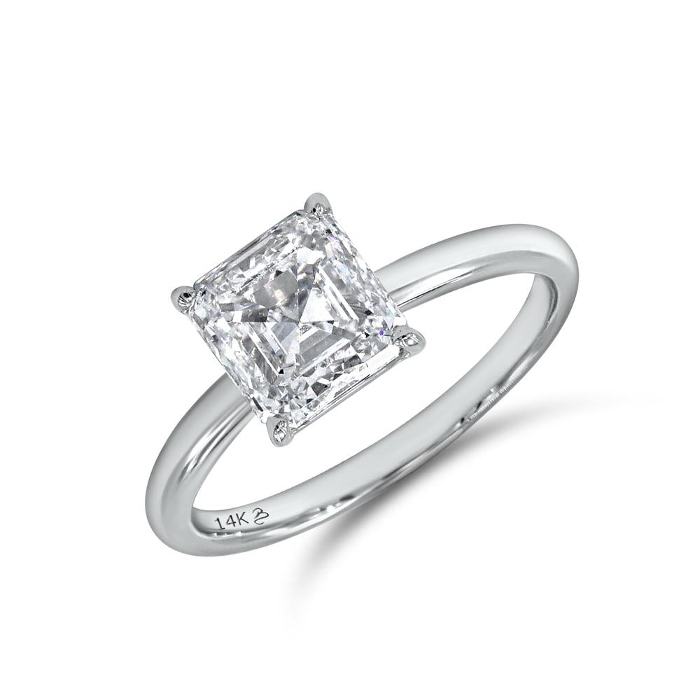 2.24 Cttw Asscher Cut Lab Grown Diamond Solitaire Ring In 14K Solid Gold Jewelry