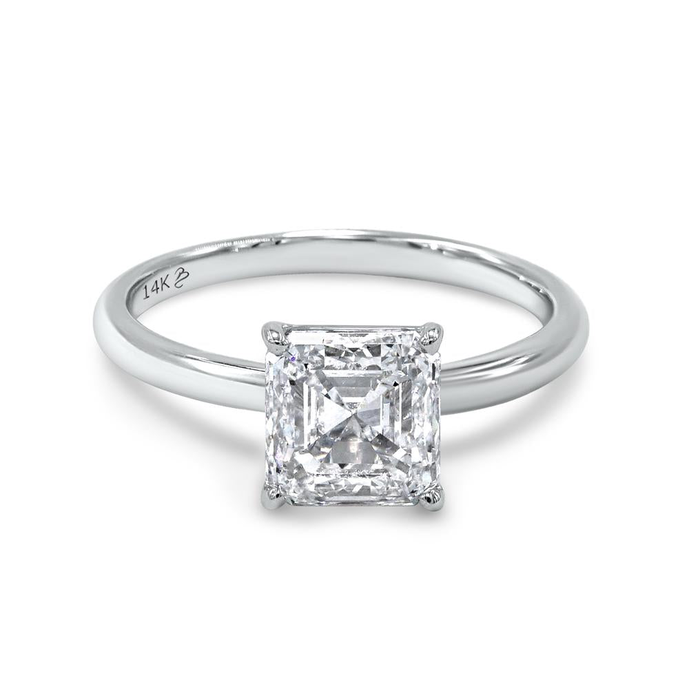 2.24 Cttw Asscher Cut Lab Grown Diamond Solitaire Ring In 14K Solid Gold Jewelry