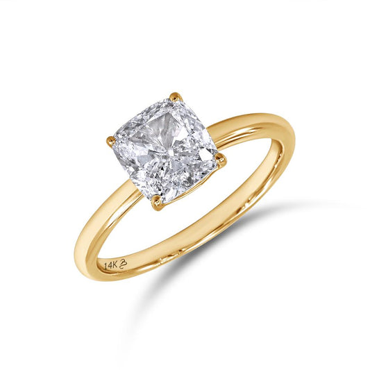 2.01 Cttw Cushion Cut Lab Grown Diamond Solitaire Ring In 14K Solid Gold Jewelry