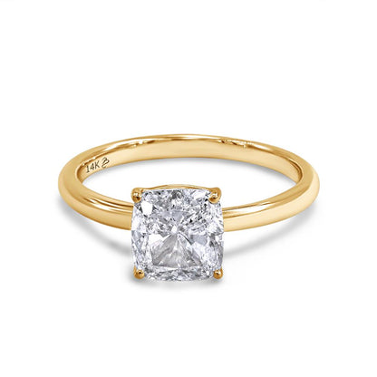 2.01 Cttw Cushion Cut Lab Grown Diamond Solitaire Ring In 14K Solid Gold Jewelry