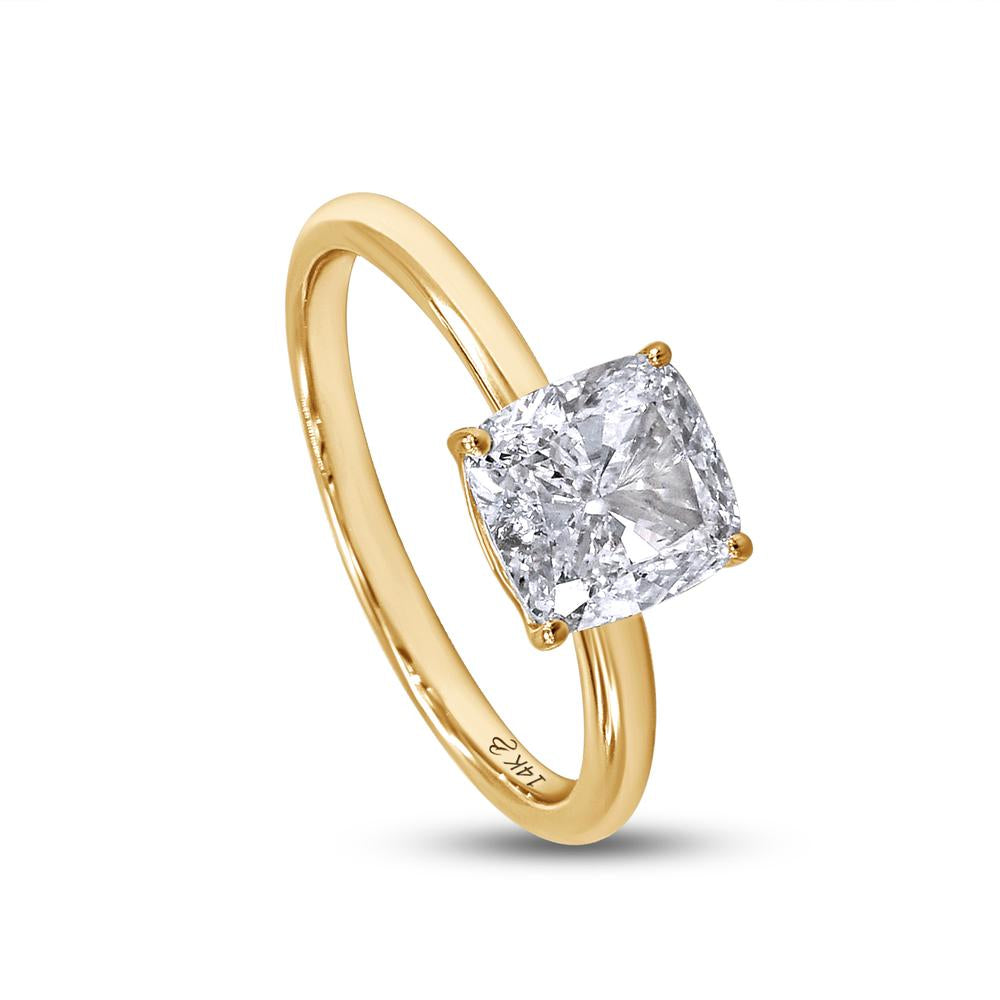 2.01 Cttw Cushion Cut Lab Grown Diamond Solitaire Ring In 14K Solid Gold Jewelry