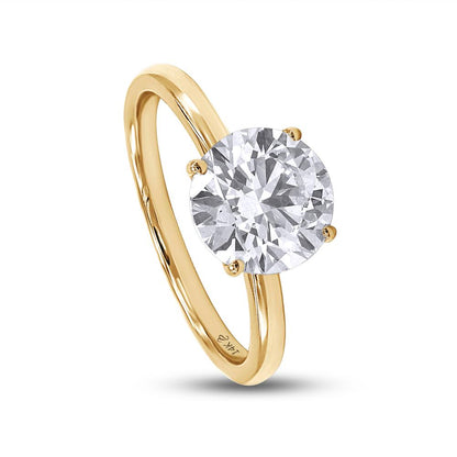 2.27 Cttw Round Shape Lab Grown Diamond Solitaire Ring In 14K Solid Gold Jewelry