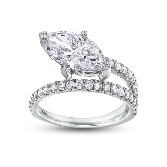 2.70 Cttw Marquise & Round Shape Lab Grown Diamond Band and a Half Eternity Engagement Ring in 14K Solid Gold Jewelry