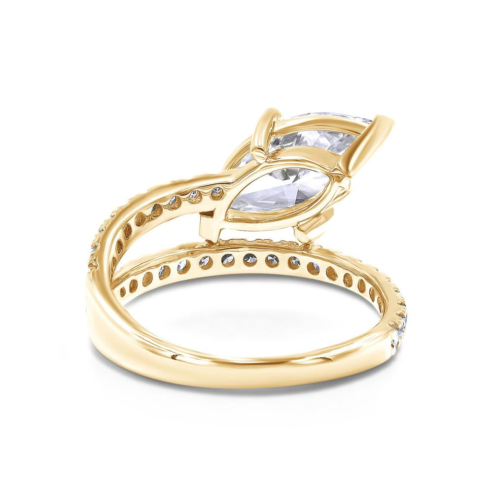 2.70 Cttw Marquise & Round Shape Lab Grown Diamond Band and a Half Eternity Engagement Ring in 14K Solid Gold Jewelry