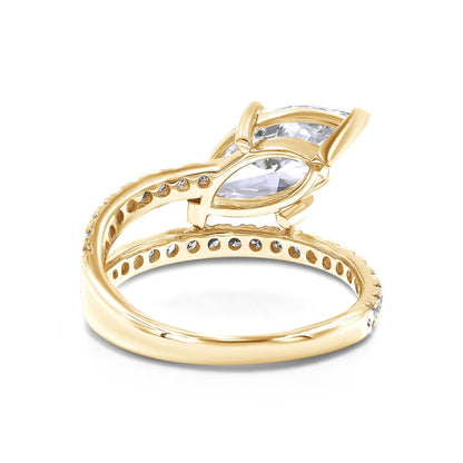 2.70 Cttw Marquise & Round Shape Lab Grown Diamond Band and a Half Eternity Engagement Ring in 14K Solid Gold Jewelry