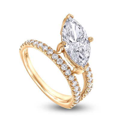 2.70 Cttw Marquise & Round Shape Lab Grown Diamond Band and a Half Eternity Engagement Ring in 14K Solid Gold Jewelry