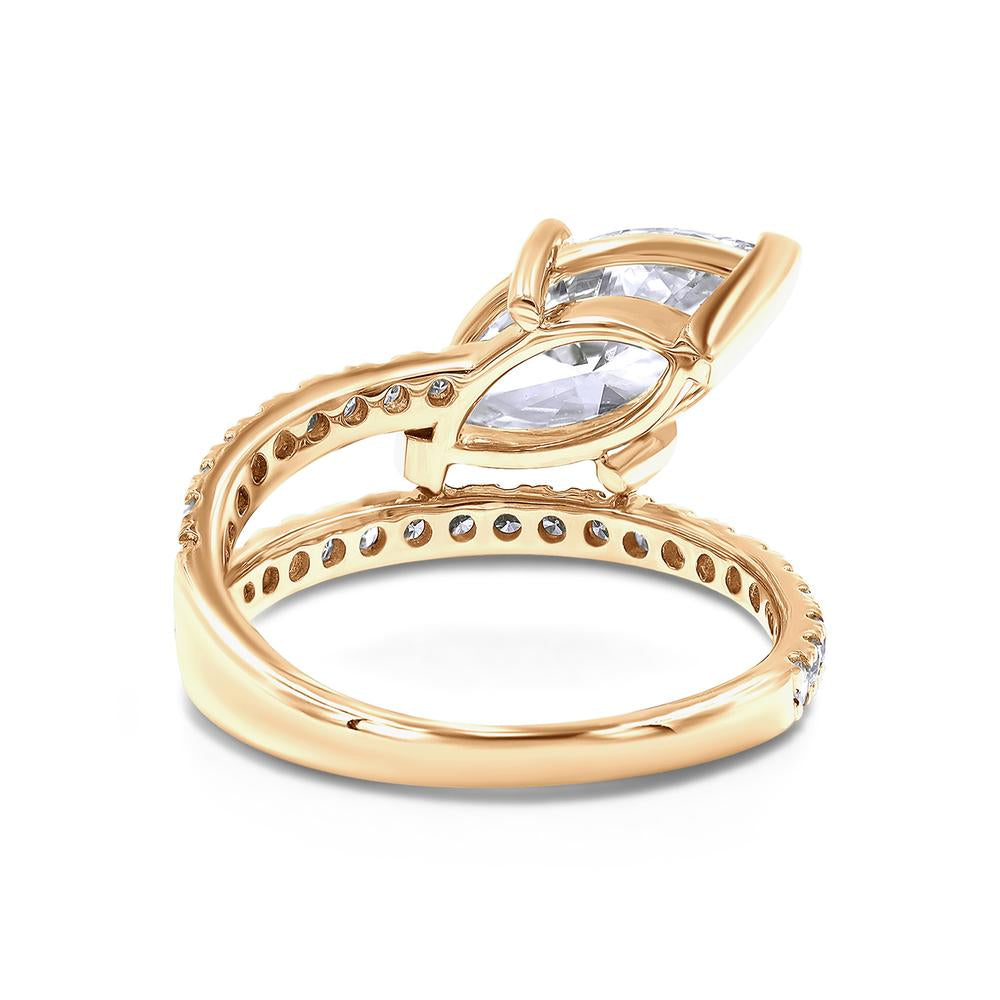 2.70 Cttw Marquise & Round Shape Lab Grown Diamond Band and a Half Eternity Engagement Ring in 14K Solid Gold Jewelry