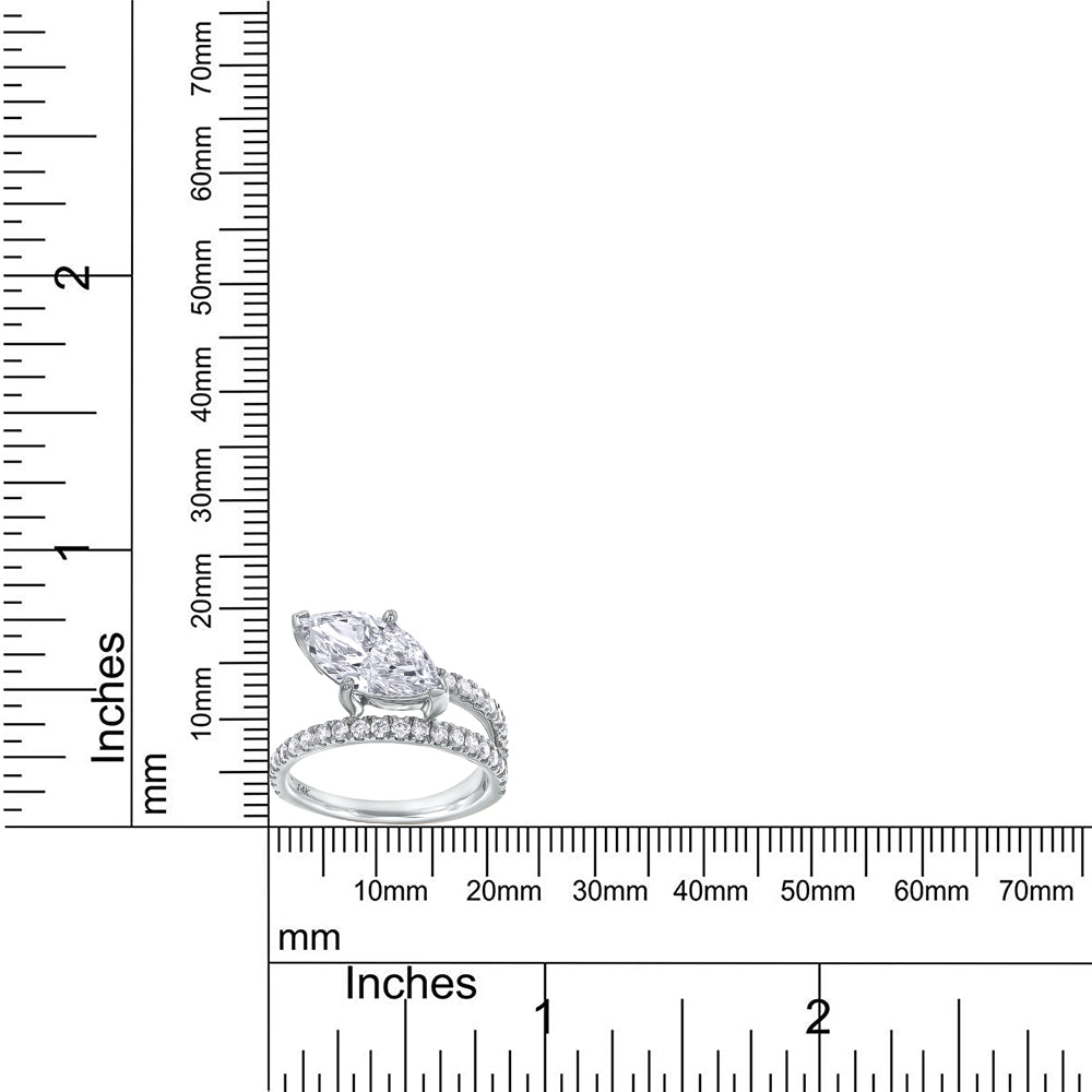 2.70 Cttw Marquise & Round Shape Lab Grown Diamond Band and a Half Eternity Engagement Ring in 14K Solid Gold Jewelry