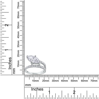 2.70 Cttw Marquise & Round Shape Lab Grown Diamond Band and a Half Eternity Engagement Ring in 14K Solid Gold Jewelry