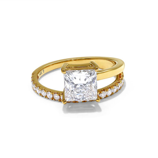 2.54 Cttw Princess & Round Shape Lab Grown Diamond Band and a Half Engagement Ring In 14K Solid Gold Jewelry