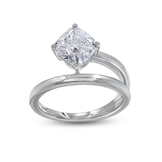 2.15 Cttw Cushion Shape Lab Grown Diamond Band and a Half Eternity Engagement Ring in 14K Solid Gold Jewelry