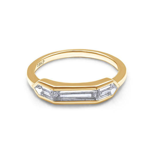 0.77 Cttw Baguette and Arrow Shape Lab Grown Diamond 3-Stone Engagement Ring in 18K Solid Gold Jewelry