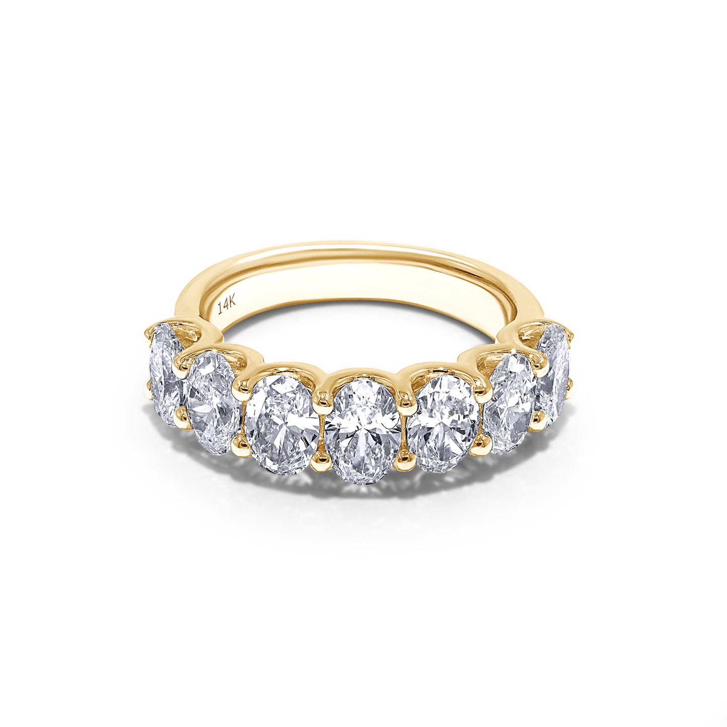 3.10 Cttw Oval Shape Lab Grown Diamond Seven Stone Engagement Ring In 14K Solid Gold Jewelry