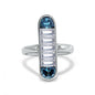 2.99 Cttw White Baguette and Blue D Cut Lab Grown Diamond Seven Stone Engagement Ring In 14K Solid Gold Jewelry