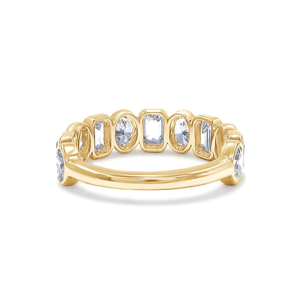 2.00 Cttw Oval and Emerald Shape Lab Grown Diamond Eleven Stone Eternity Wedding Band Ring In 14K Solid Gold Jewelry