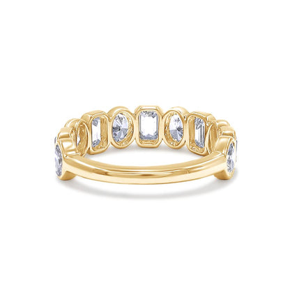 2.00 Cttw Oval and Emerald Shape Lab Grown Diamond Eleven Stone Eternity Wedding Band Ring In 14K Solid Gold Jewelry