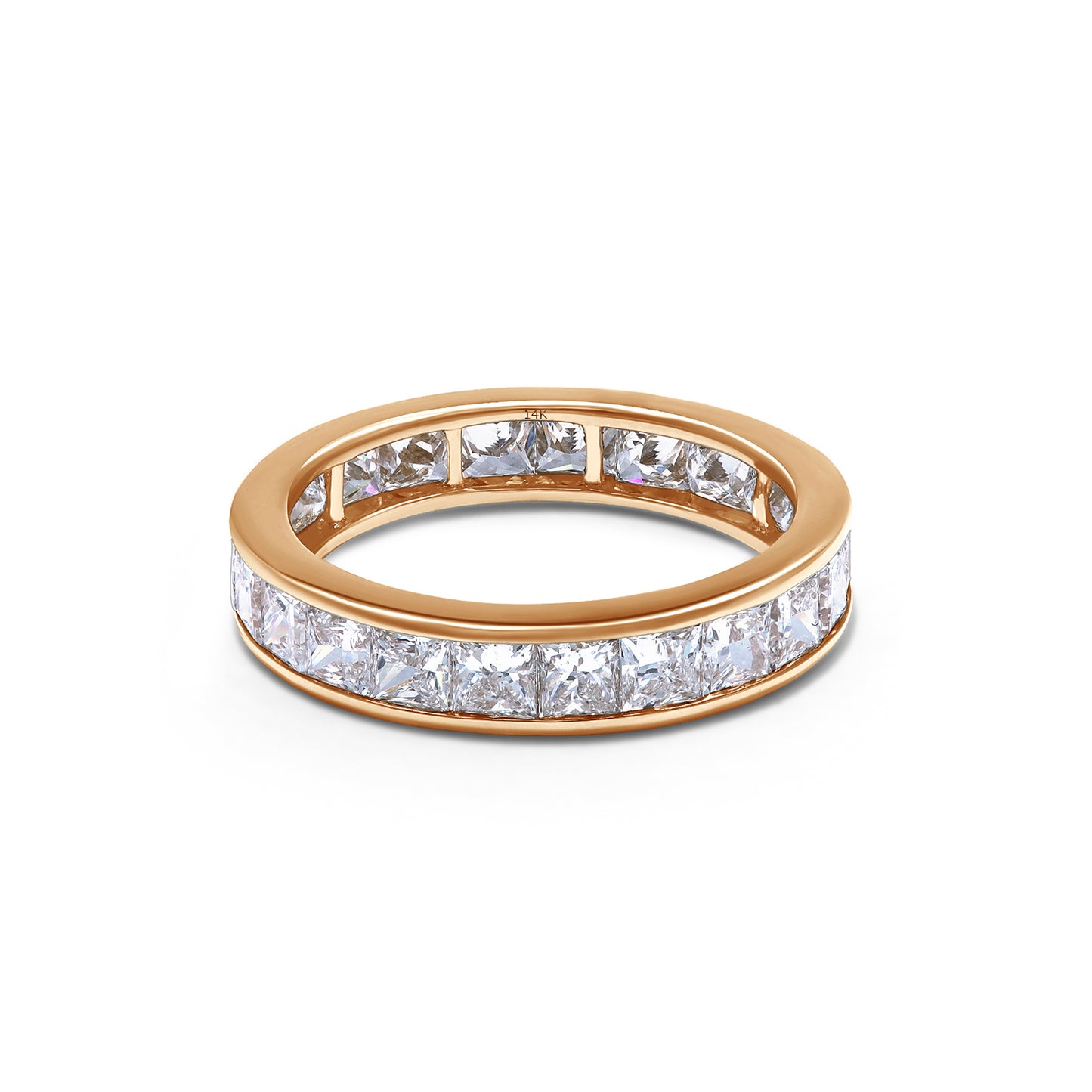 3.25 Cttw Princess Shape Lab Grown Diamond Full Eternity Engagement Wedding Band Ring in 14K Solid Gold Jewelry