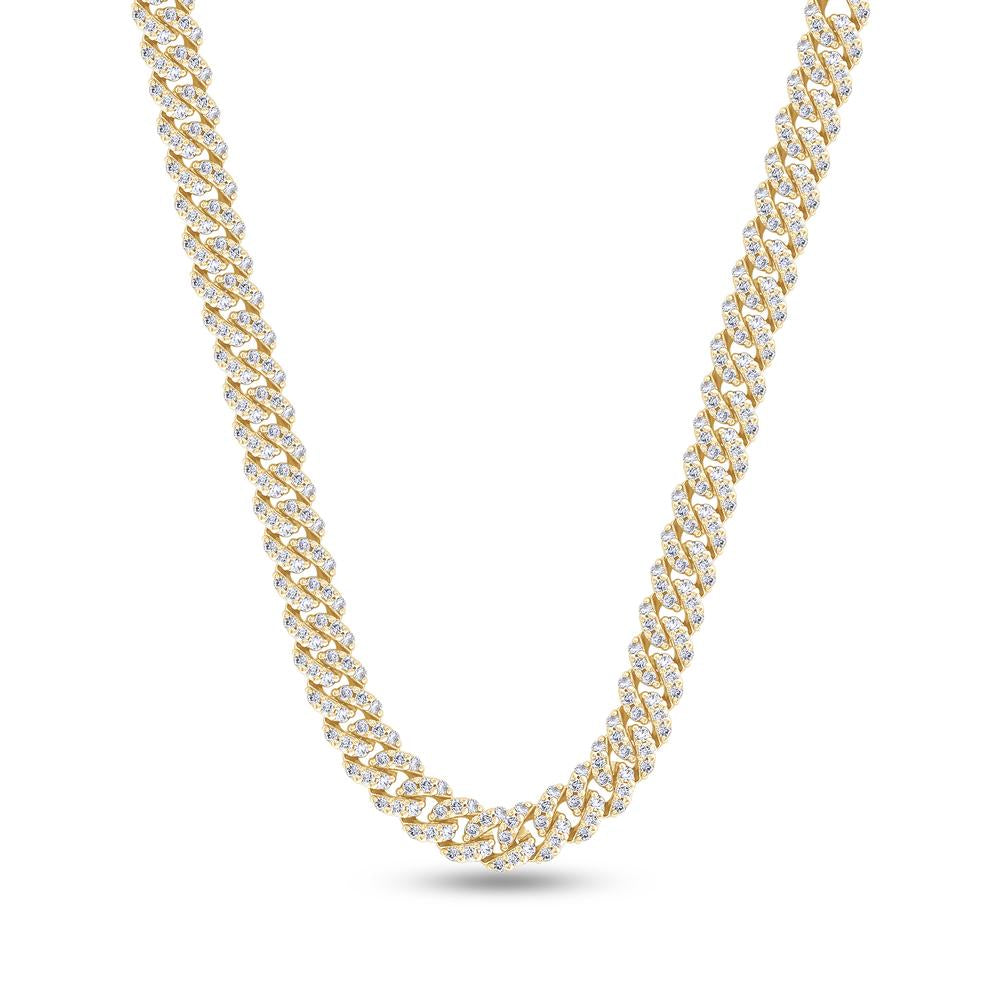 5.30 Cttw Round Shape Lab Grown Diamond 4.5MM Width Single Row Cuban Chain Necklace In 14K Solid Gold Jewelry, 15 Long With 2" Extender"