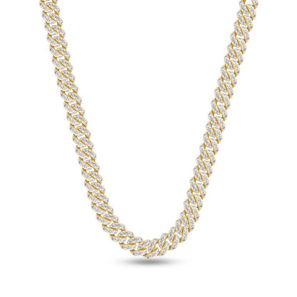 5.30 Cttw Round Shape Lab Grown Diamond 4.5MM Width Single Row Cuban Chain Necklace In 14K Solid Gold Jewelry, 15 Long With 2" Extender"