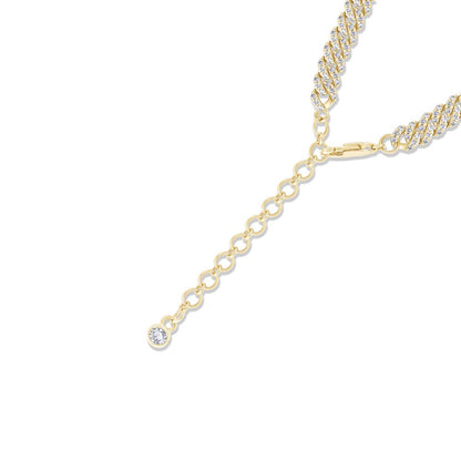 5.30 Cttw Round Shape Lab Grown Diamond 4.5MM Width Single Row Cuban Chain Necklace In 14K Solid Gold Jewelry, 15 Long With 2" Extender"