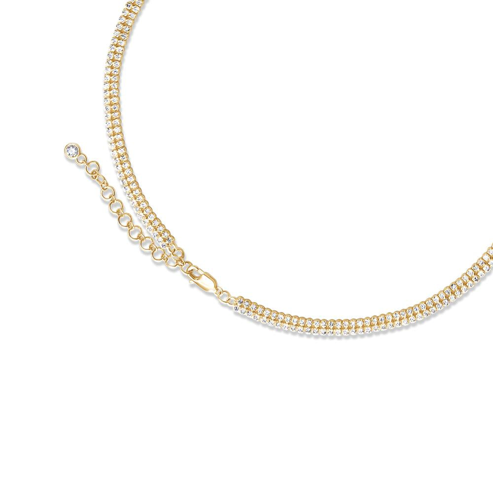 10.60 Cttw Pear and Round Shape Lab Grown Diamond Double Row Drop Tennis Necklace In 14K Solid Gold Jewelry, 14 Long With 2" Extender"