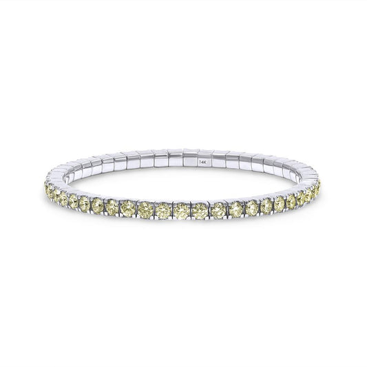 5.36 Cttw Yellow Lab Grown Diamond 3MM Width Stretchable Tennis Bracelet In 14K Solid Gold Jewelry, Size Small